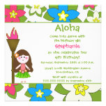 Cute tropical hula girls birthday party invitation