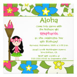 Cute tropical hula girls birthday party invitation