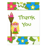 Cute tropical hula girls thank you postcard