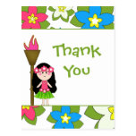 Cute tropical hula girls thank you postcard