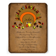 Cute Turkey Thanksgiving Dinner Invitation