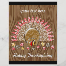 Cute Turkey Thanksgiving Flyer Wood Grain