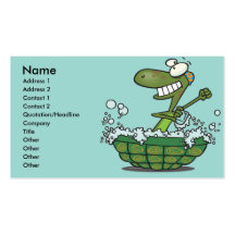 cute turtle bathing in his shell tub scrub a dub business card template