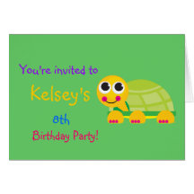 Cute Turtle Birthday Invitation Card