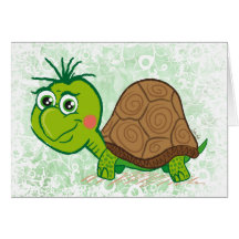 Cute Turtle - Green Floral card