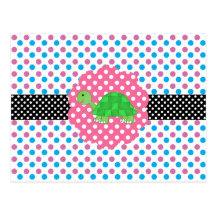 Cute turtle polka dots post cards