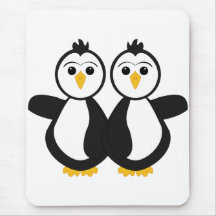 Cute Twin Penguins Mousemat