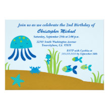 Cute under the sea boy's birthday party invitation