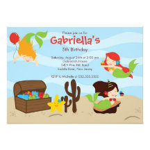 Cute Under the Sea Mermaid Birthday Party Personalized Invitation