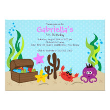 Cute Under the Sea Mermaid Birthday Party Personalized Announcements