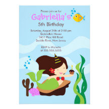 Cute Under the Sea Mermaid Birthday Party Custom Invites