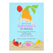 Cute Under the Sea Mermaid Birthday Party Personalised Invite