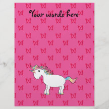 Cute unicorn pink butterflies flyer design
