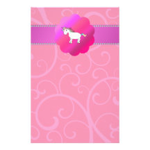 Cute unicorn pink swirls customized stationery