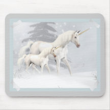 Cute Unicorns In Snow 1 Mouse Mats