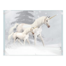 Cute Unicorns In Snow 1 Postcard
