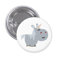 Cute Unscrutable Cartoon Unicorn Button Badge