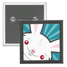 Cute Vampire Bunny Rabbit (White) - Kawaii Button