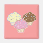 cute vanilla strawberry chocolate cupcakes refrigerator magnets