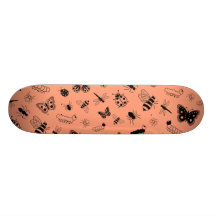 Cute Vector Bugs & Butterflies (Tangerine Orange) Skateboard Decks