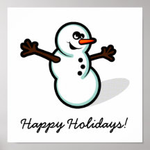 Cute Vector Snowman - Colour Print