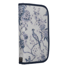 Cute Vintage Blue And White Bird Floral Folio Planner