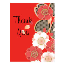 Cute Vintage Floral Red White Vector Postcards