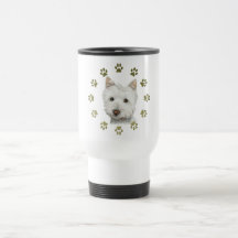 Cute Westie Dog Art and Paws Coffee Mugs