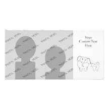 Cute White Elephants. Cartoon. Photo Card Template