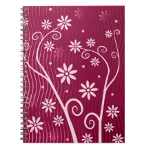 Cute White Flowers on Purple Background Notebook