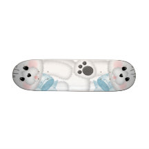 Cute White Kitty Skate Board Decks