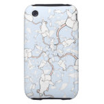 Cute White Mouse Pattern. Mice on Blue. iPhone 3 Tough Cases