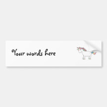 Cute white rainbow unicorn bumper stickers