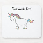 Cute white rainbow unicorn mouse mat