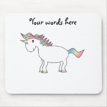 Cute white rainbow unicorn mouse mat