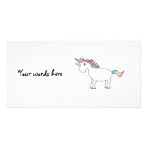 Cute white rainbow unicorn photo cards