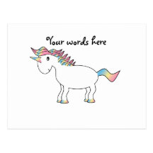 Cute white rainbow unicorn postcard