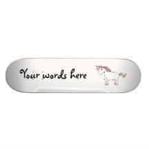 Cute white rainbow unicorn skateboards