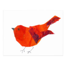 Cute Wildlife Animal Unique Artistic  Red Bird Post Card