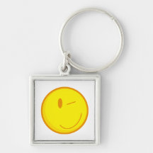 cute winking smiley face key chains