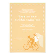 CUTE Yellow Bicycle Couple Wedding Invitation