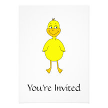 Cute Yellow Duck. Personalized Invites