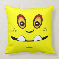 Cute Yellow Monster Face w/ an Underbite pillows