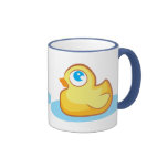 Cute yellow rubber ducky with bubbles mug