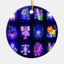 Cute Zodiac Characters Christmas Ornaments