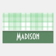 CuteGreen Plaid Rectangle Stickers