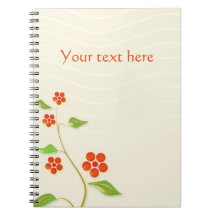 CuteRed Flowers on Light Background Notebook