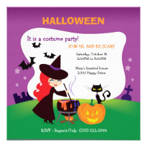 Cutest Kid Halloween Party with witch Invitation