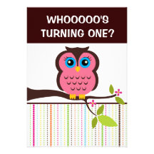 Cutesy Owl Kids Birthday Invitations