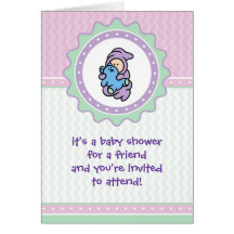 Cutietoots Baby Shower Invitation - Pink/Green Greeting Card
